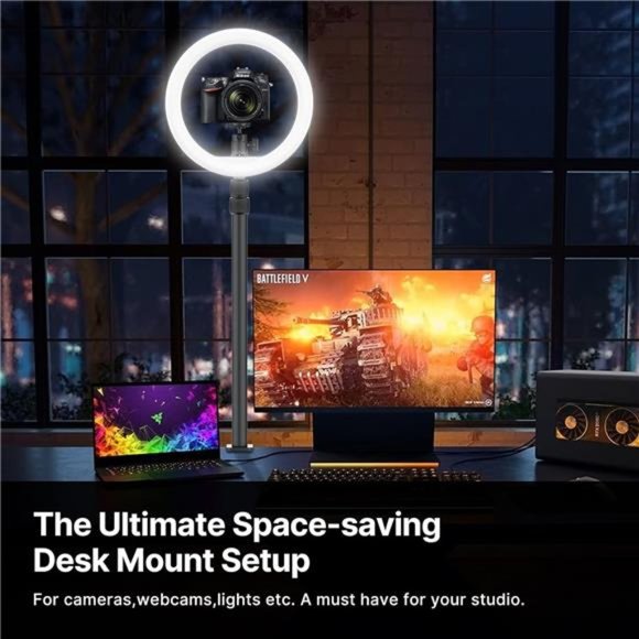 Camera Desk Mount Stand, Extendable Up to 125 CM/ 49" , C Clamp Light Stand - Picture 5 of 6